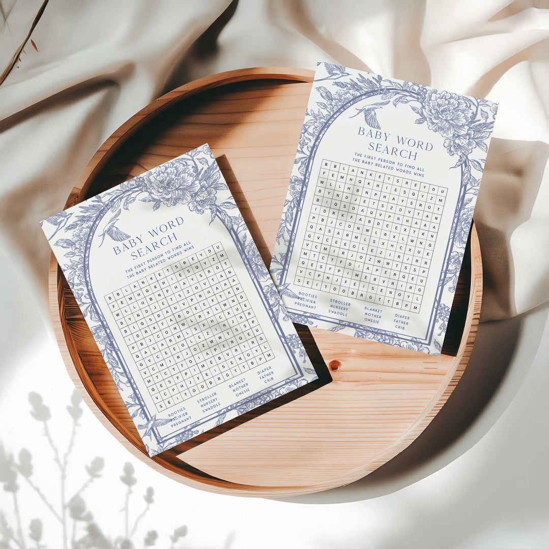 Chinoiserie Blue Baby Shower Games