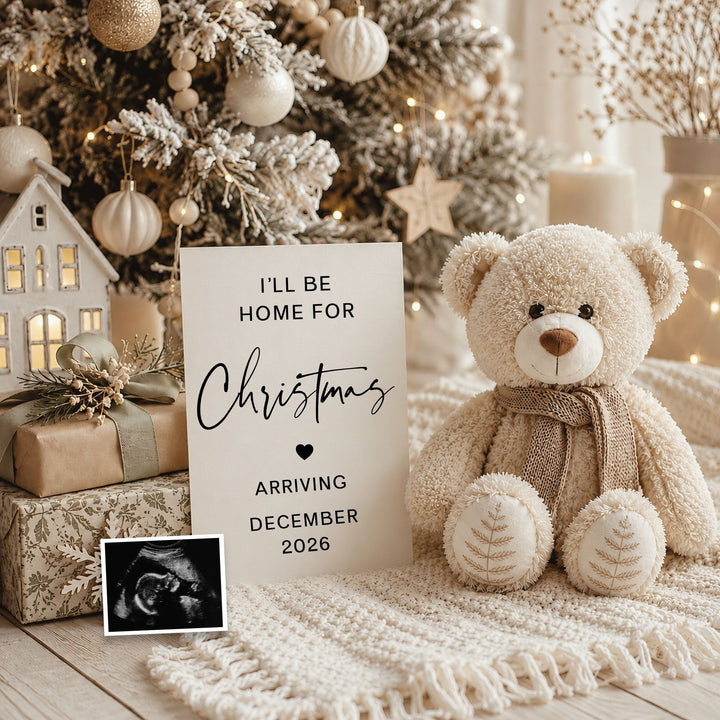 Snowy Bear Pregnancy Announcement Editable Canva Template