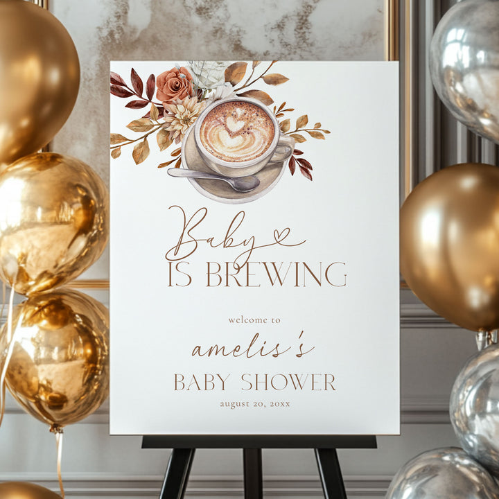 Floral Baby Is Brewing Baby Shower Welcome Sign