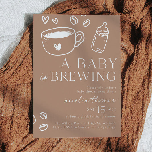 Chalkboard Style Baby Is Brewing Baby Shower Invitation
