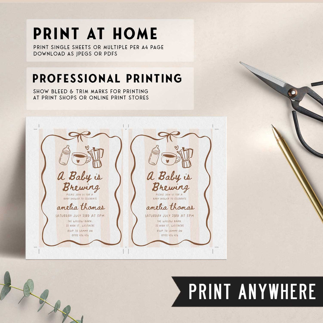 A Baby Is Brewing Striped Baby Shower Invitation