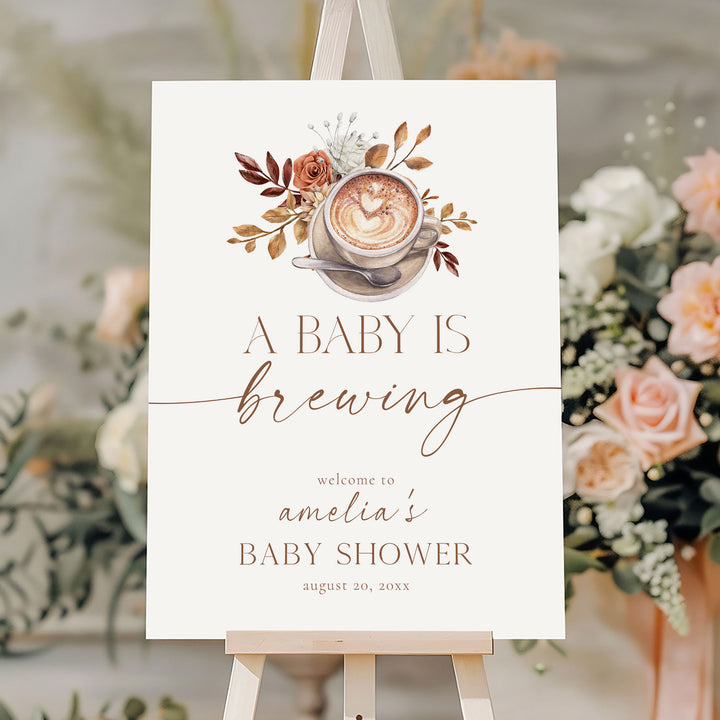 Modern A Baby Is Brewing Baby Shower Welcome Sign