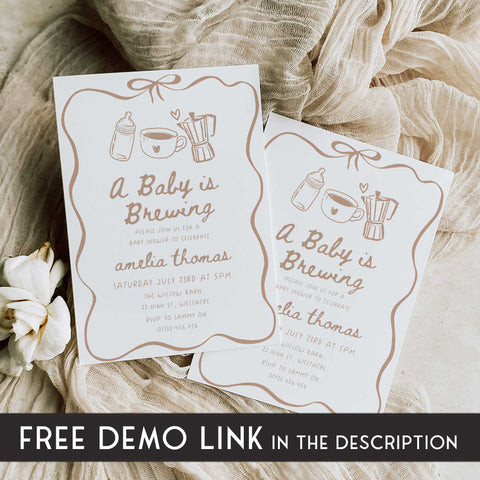 A Baby Is Brewing Ribbon Baby Shower Invitation