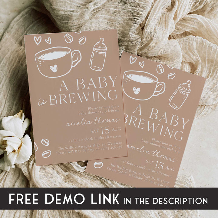 Chalkboard Style Baby Is Brewing Baby Shower Invitation