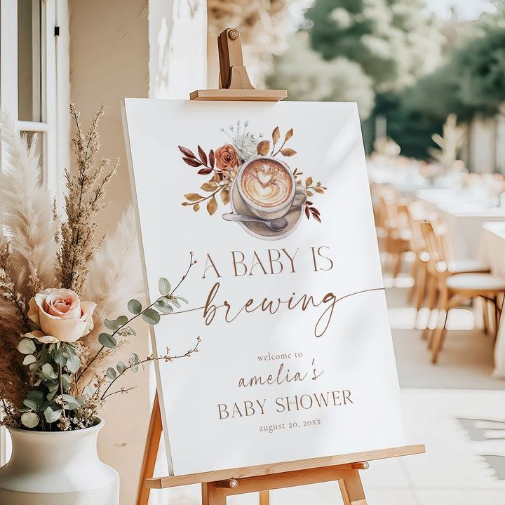 Modern A Baby Is Brewing Baby Shower Welcome Sign
