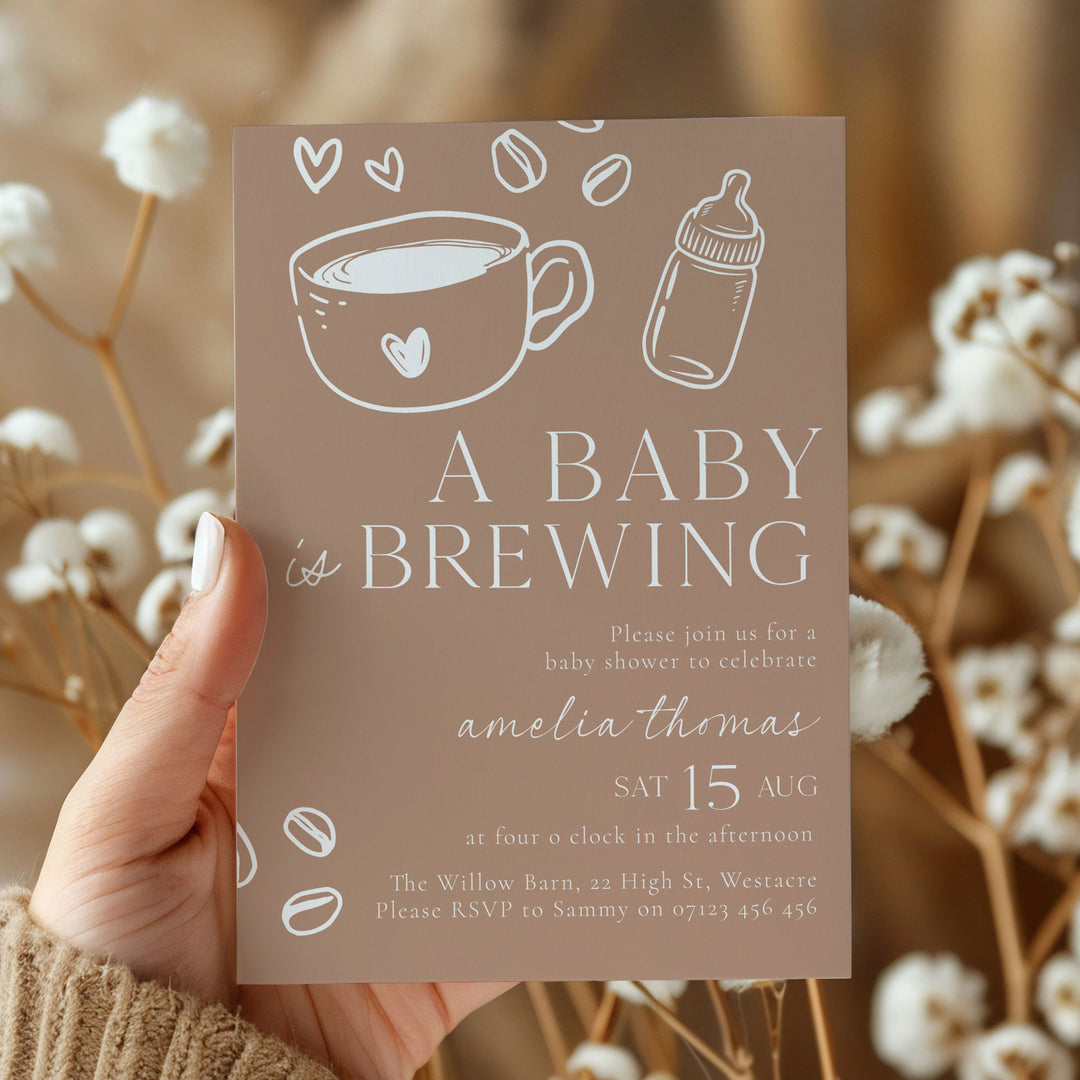 Chalkboard Style Baby Is Brewing Baby Shower Invitation