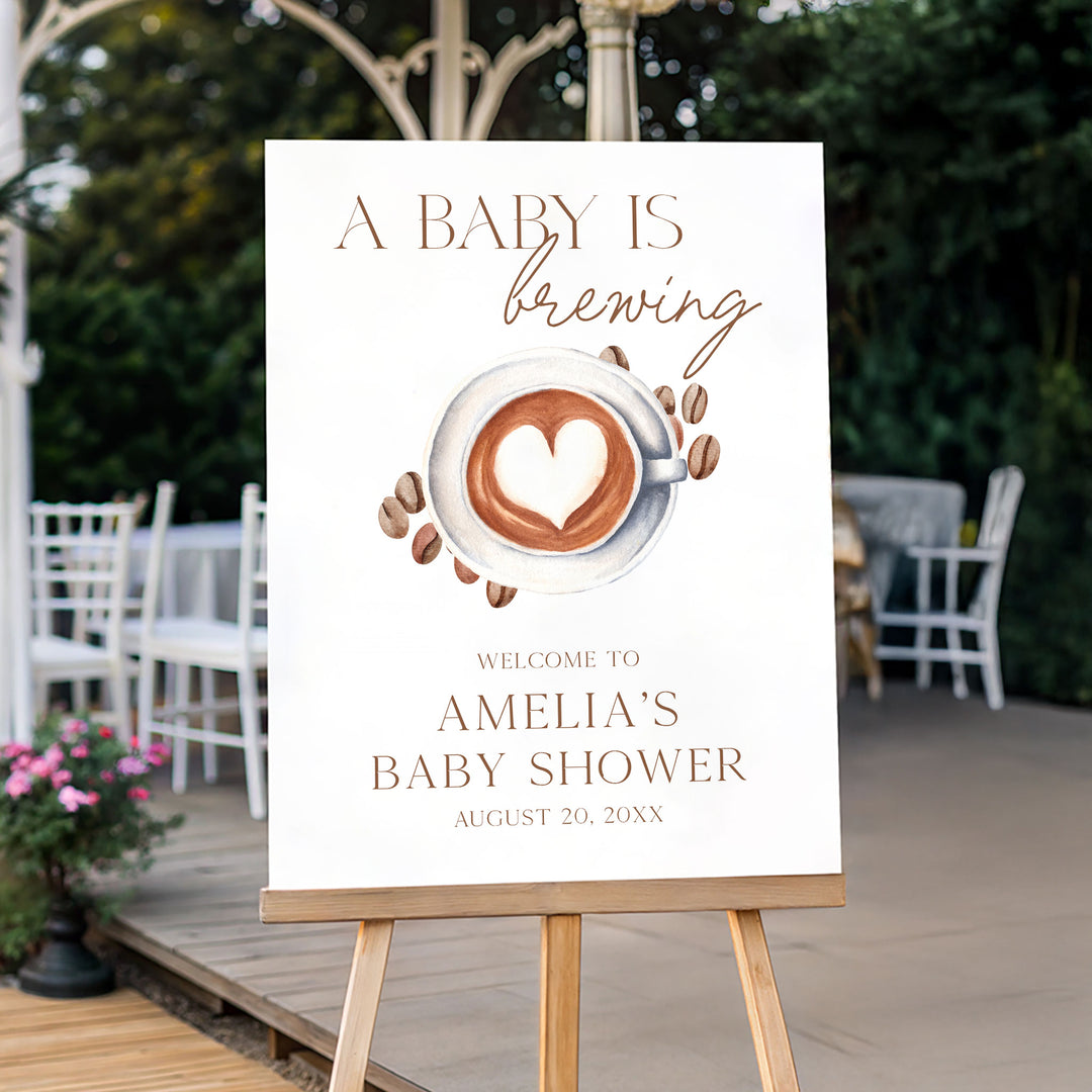 A Baby Is Brewing Heart Baby Shower Welcome Sign