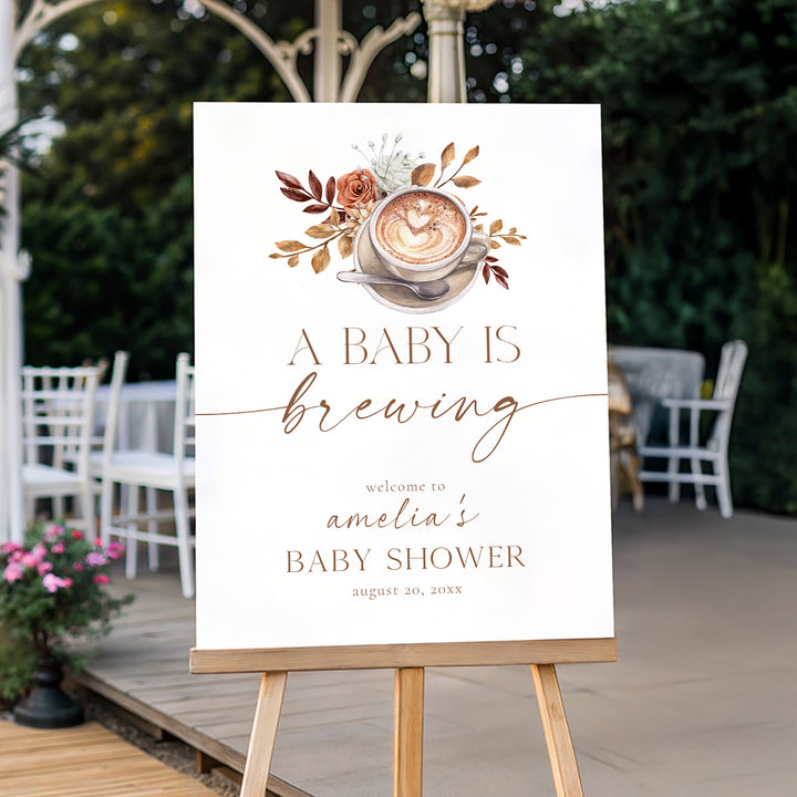 Modern A Baby Is Brewing Baby Shower Welcome Sign