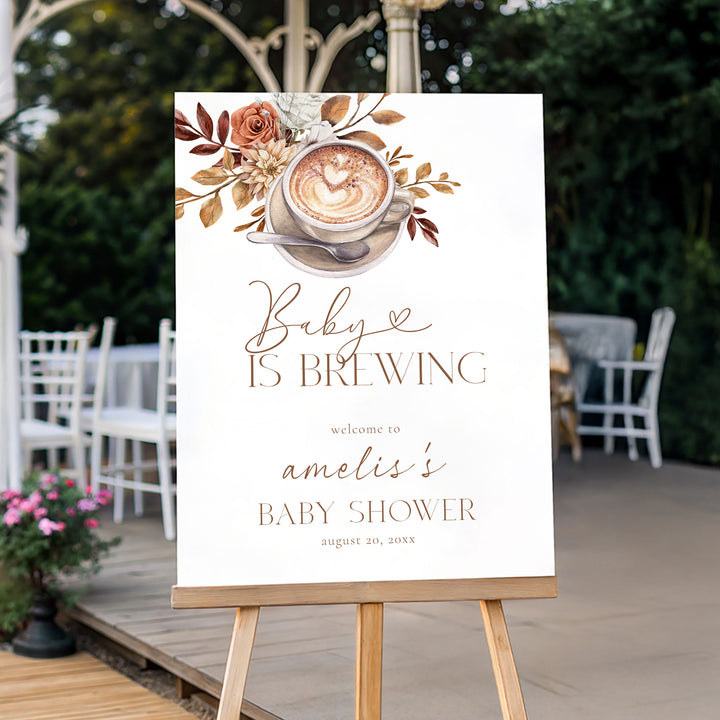 Floral Baby Is Brewing Baby Shower Welcome Sign