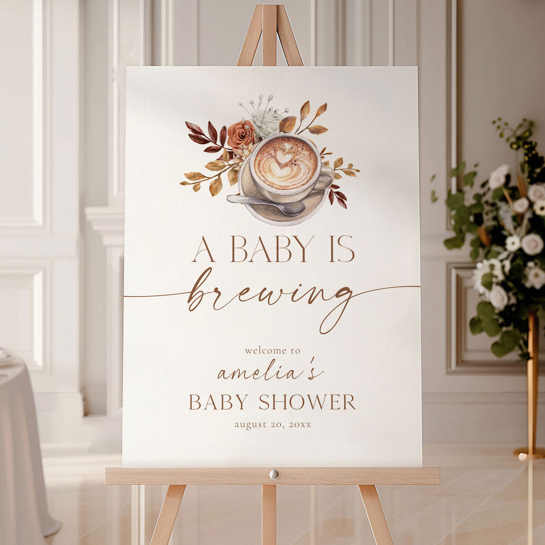 Modern A Baby Is Brewing Baby Shower Welcome Sign
