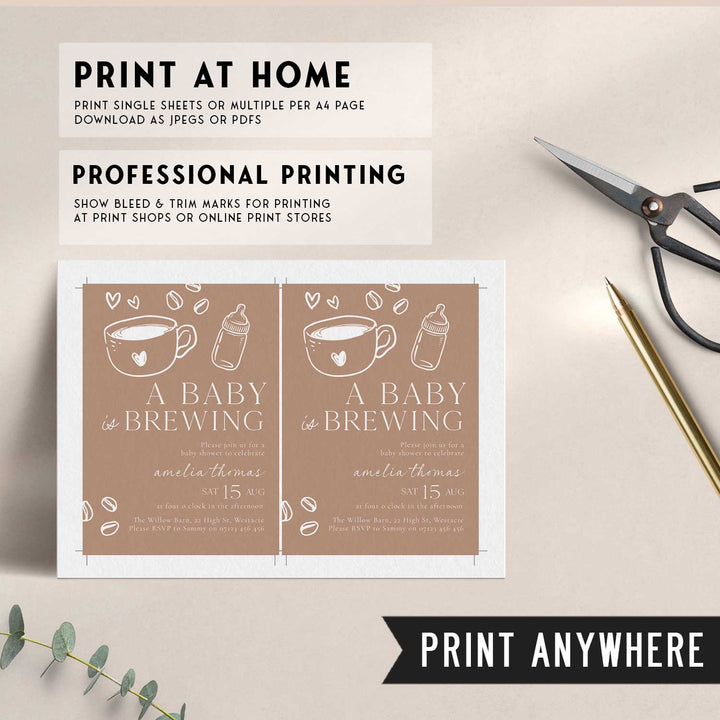 Chalkboard Style Baby Is Brewing Baby Shower Invitation