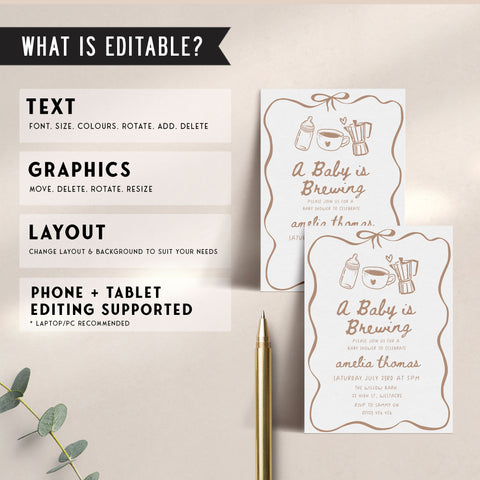 A Baby Is Brewing Ribbon Baby Shower Invitation