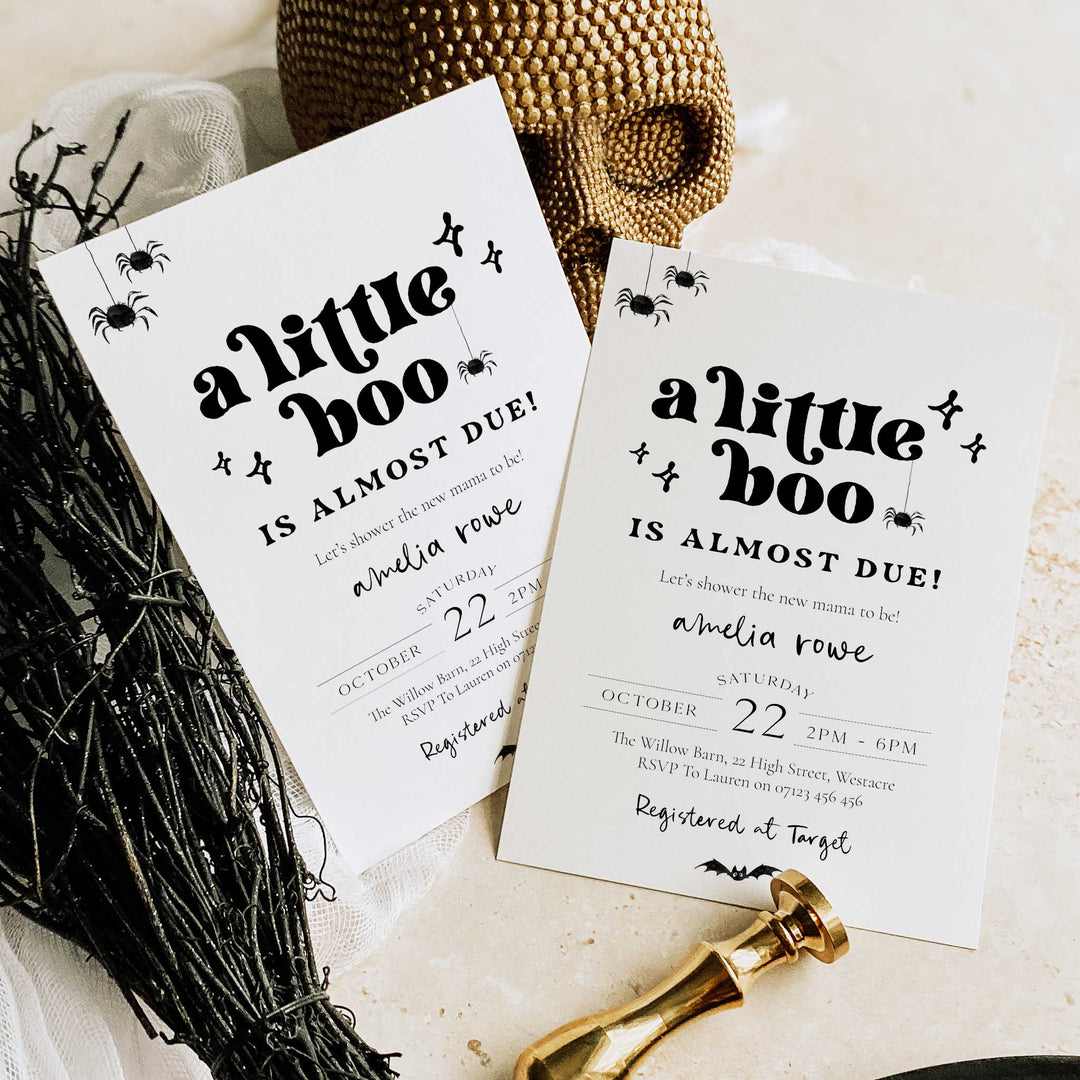 Retro Little Boo Baby Shower Invitation