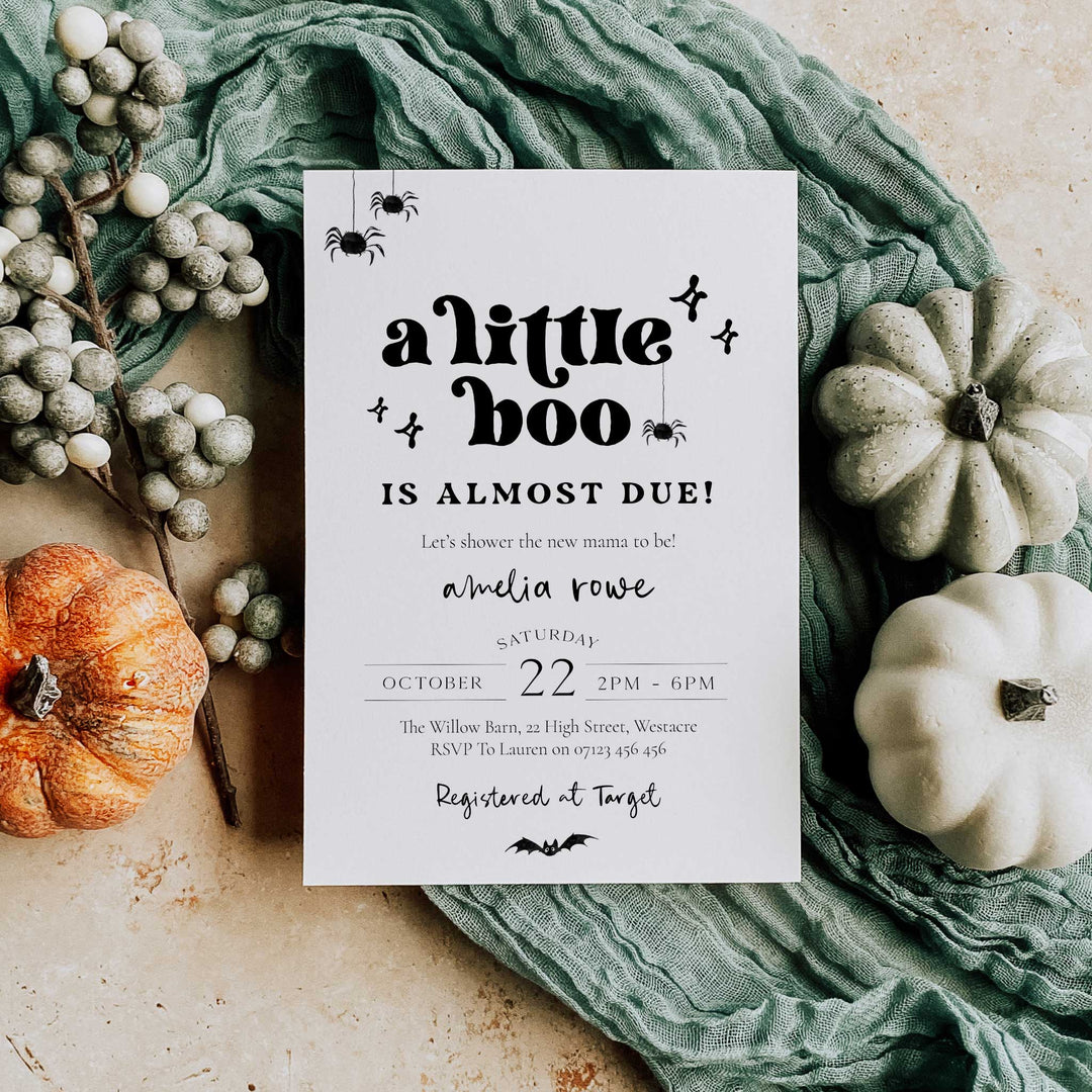 Retro Little Boo Baby Shower Invitation