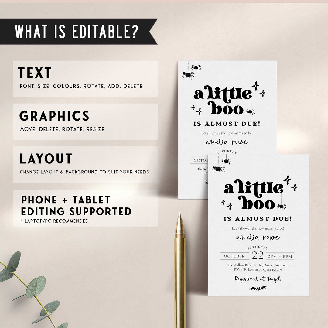 Retro Little Boo Baby Shower Invitation