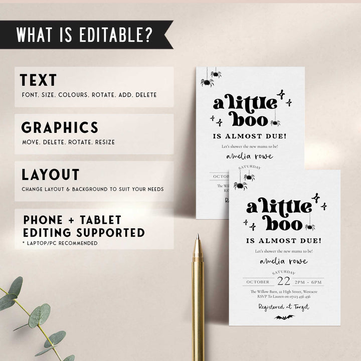 Retro Little Boo Baby Shower Invitation