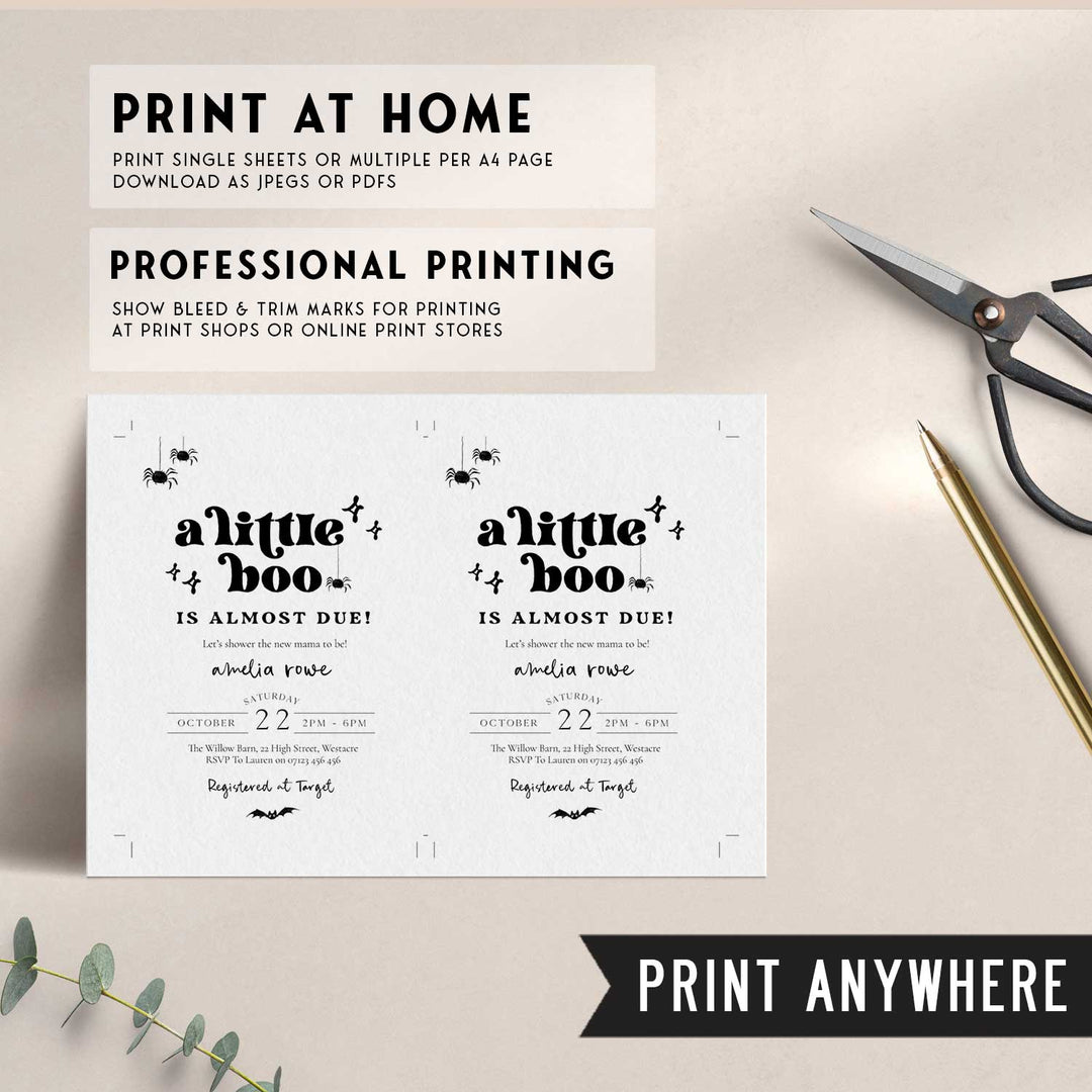 Retro Little Boo Baby Shower Invitation