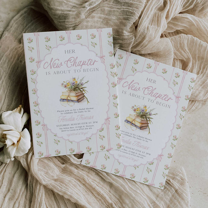 A New Chapter Begins Vintage Bridal Shower Invitation