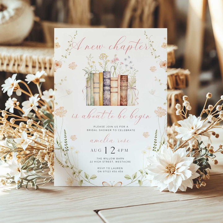 Wildflower A New Chapter's About To Begin Bridal Invitation