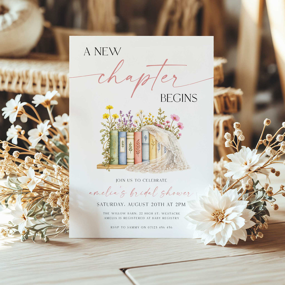 A New Chapter's About To Begin Bridal Party Invitation