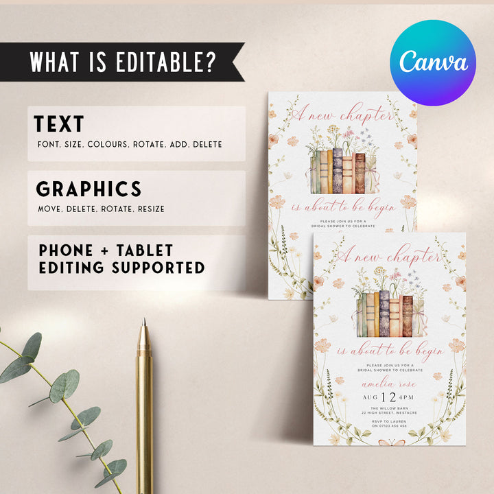 Wildflower A New Chapter's About To Begin Bridal Invitation