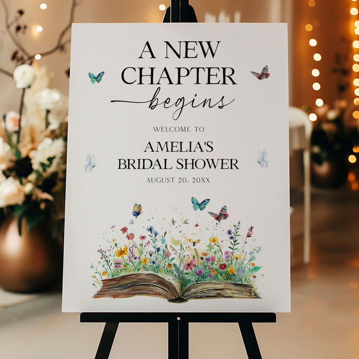 A New Chapter Begins Bridal Welcome Sign