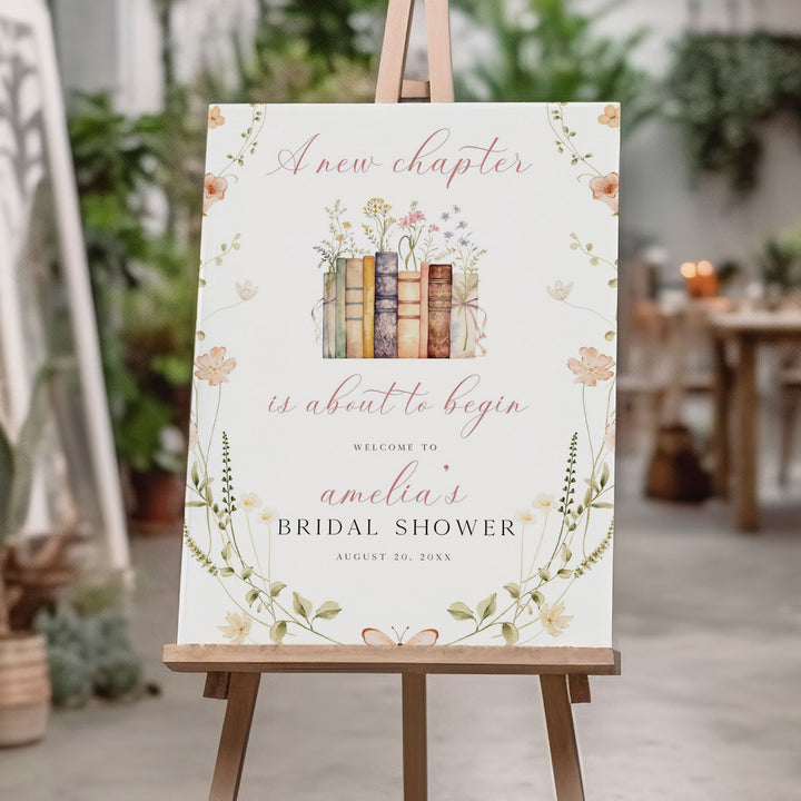 Wildflower A New Chapter Bridal Welcome Sign