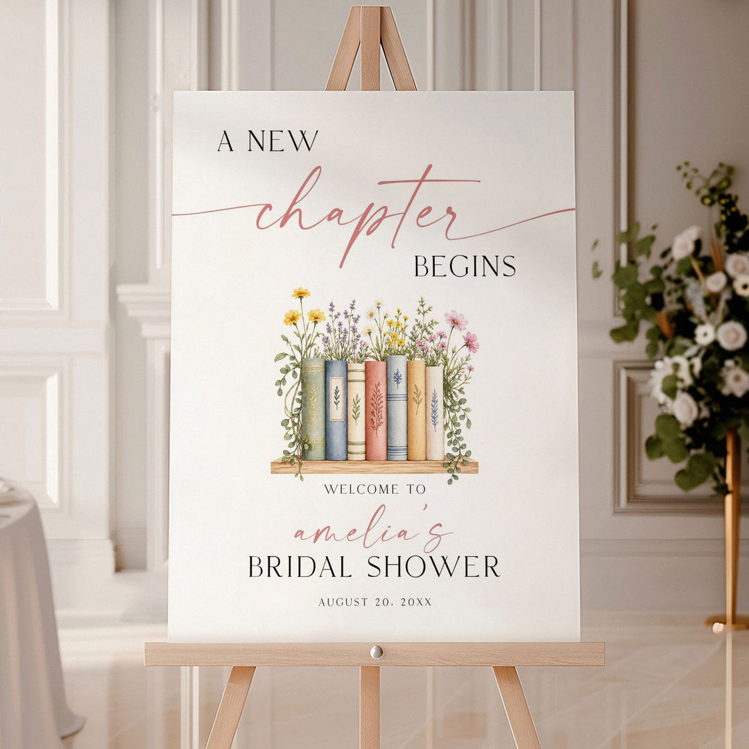 A New Chapter Begins Bridal Welcome Sign