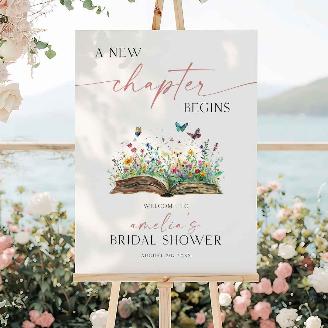 A New Chapter's About To Begin Bridal Welcome Sign