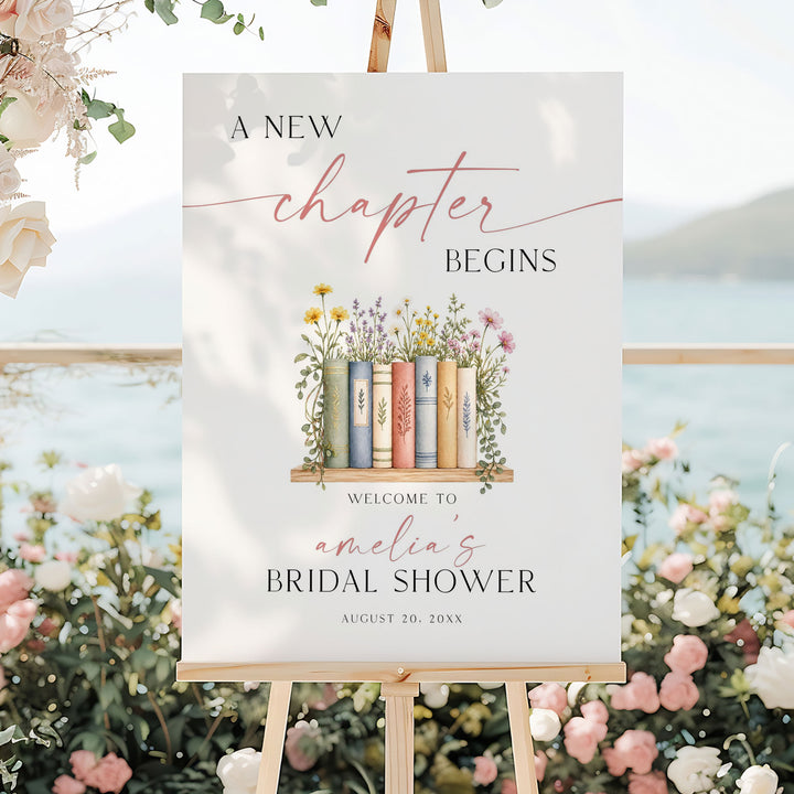 A New Chapter Begins Bridal Welcome Sign