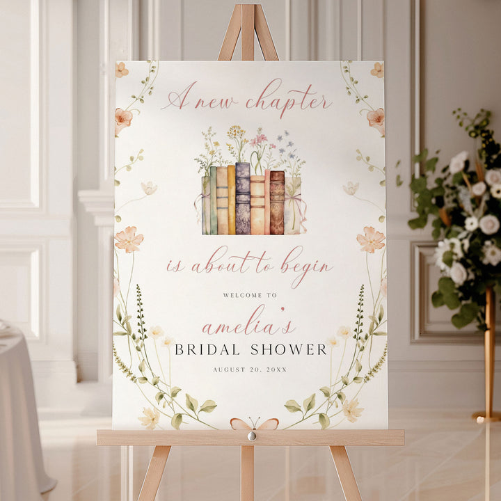 Wildflower A New Chapter Bridal Welcome Sign