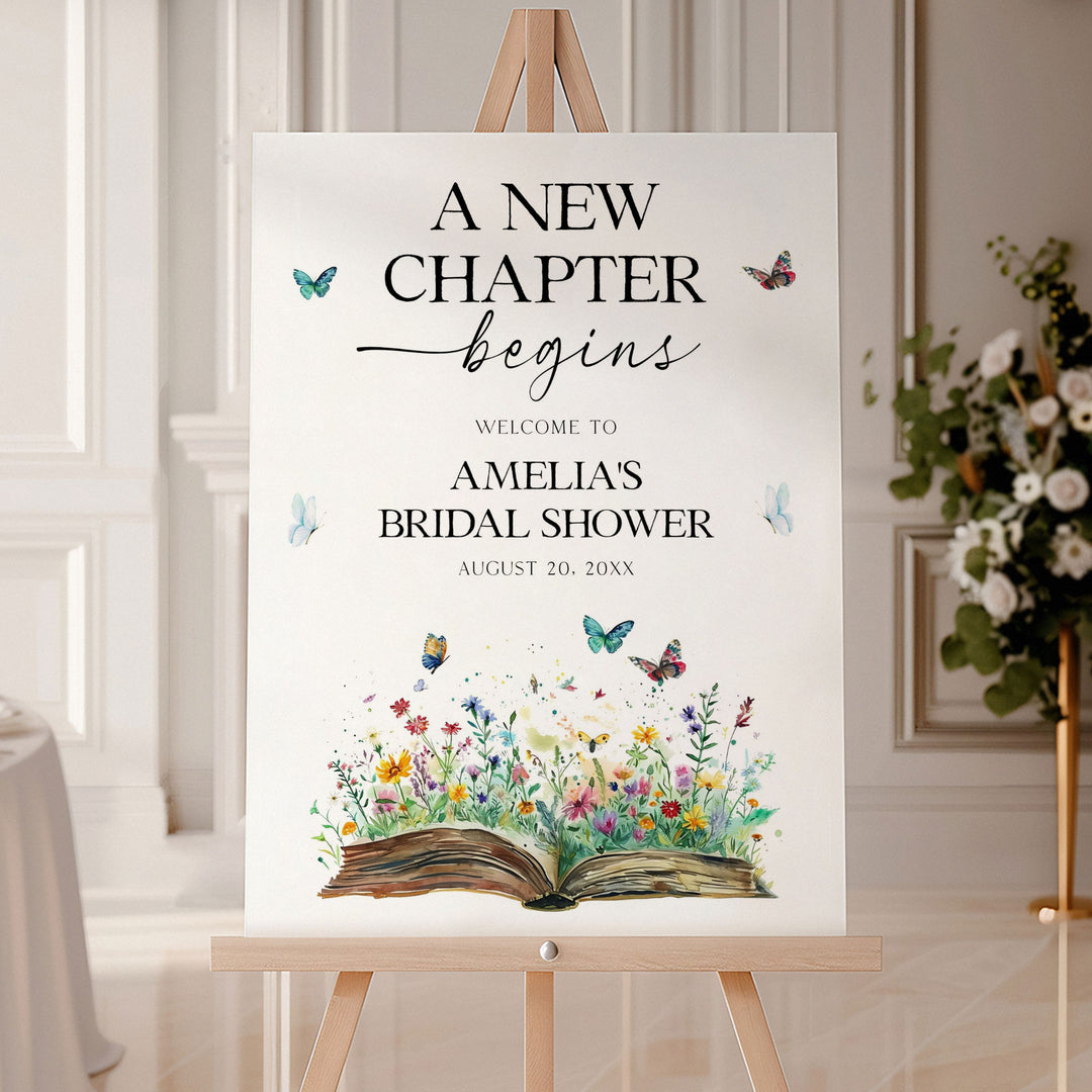 A New Chapter Begins Bridal Welcome Sign
