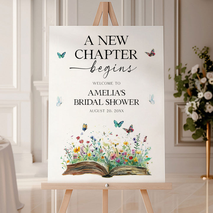 A New Chapter Begins Bridal Welcome Sign