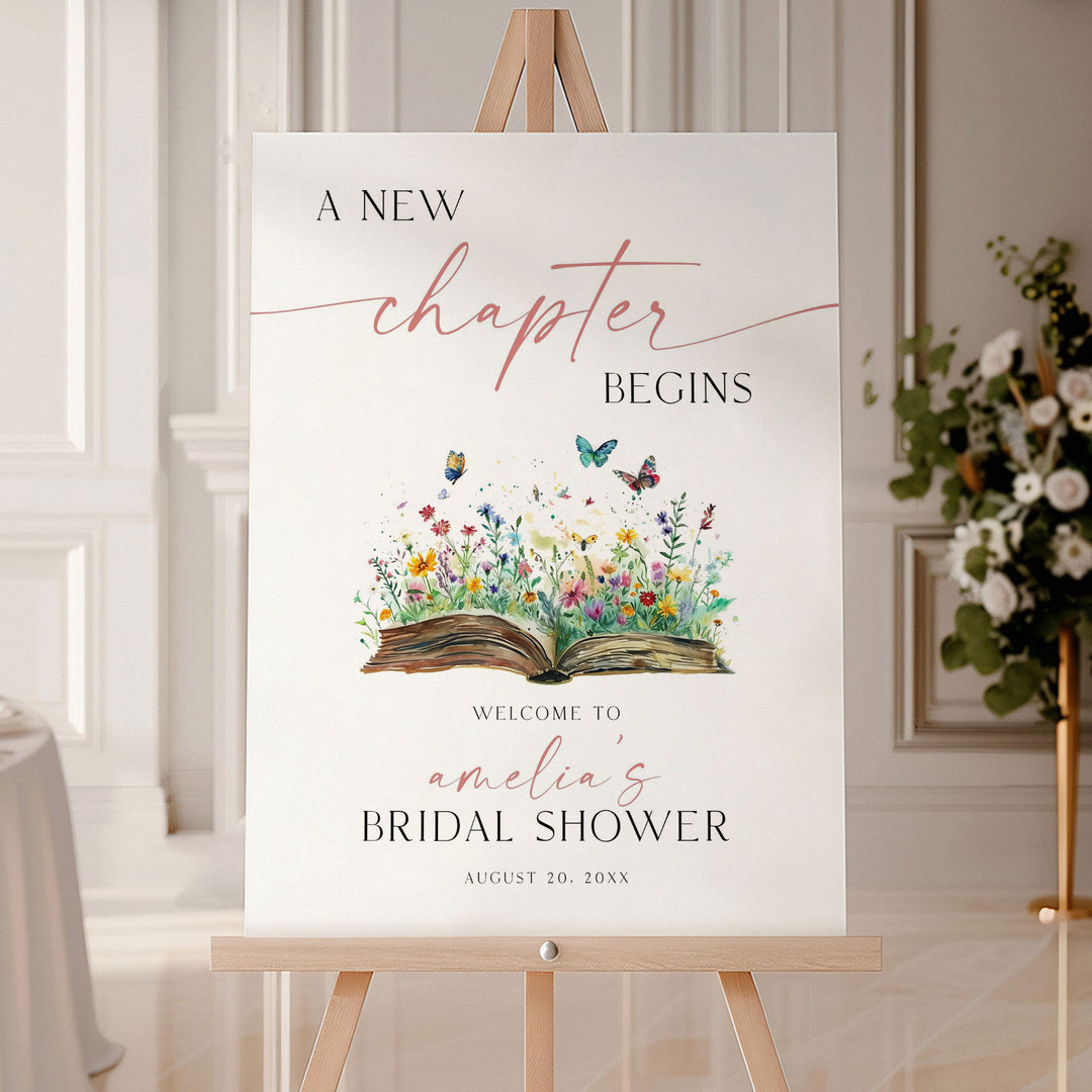 A New Chapter's About To Begin Bridal Welcome Sign