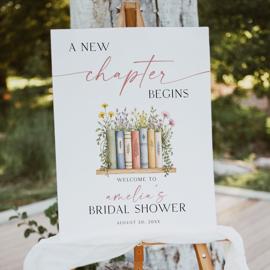 A New Chapter Begins Bridal Welcome Sign
