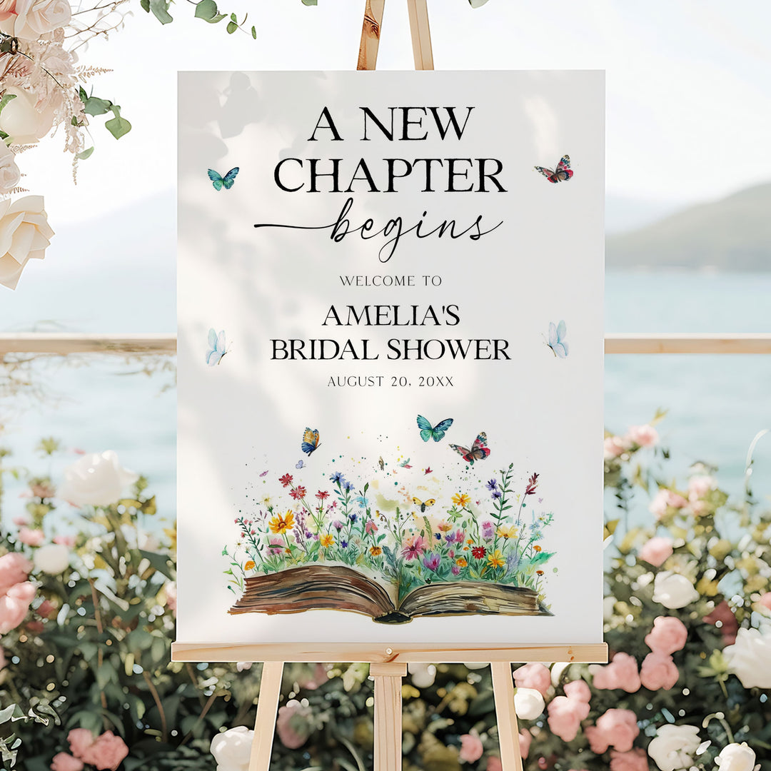 A New Chapter Begins Bridal Welcome Sign