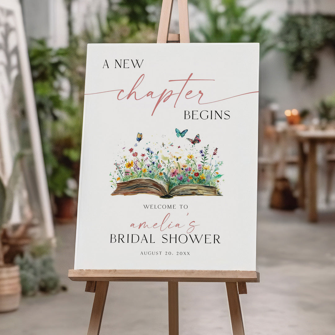 A New Chapter's About To Begin Bridal Welcome Sign