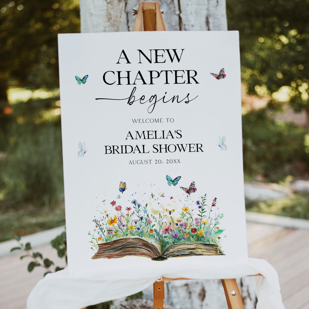A New Chapter Begins Bridal Welcome Sign
