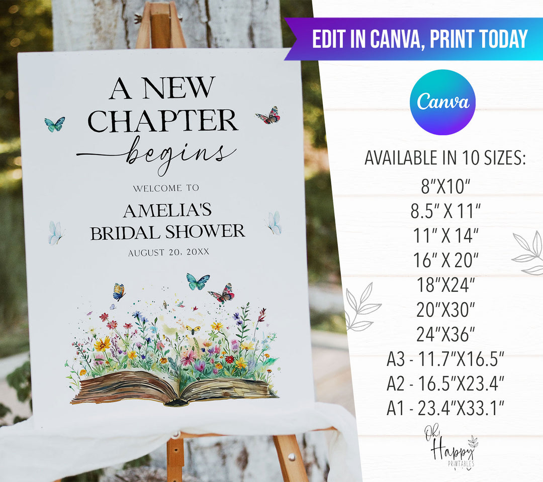 A New Chapter Begins Bridal Welcome Sign