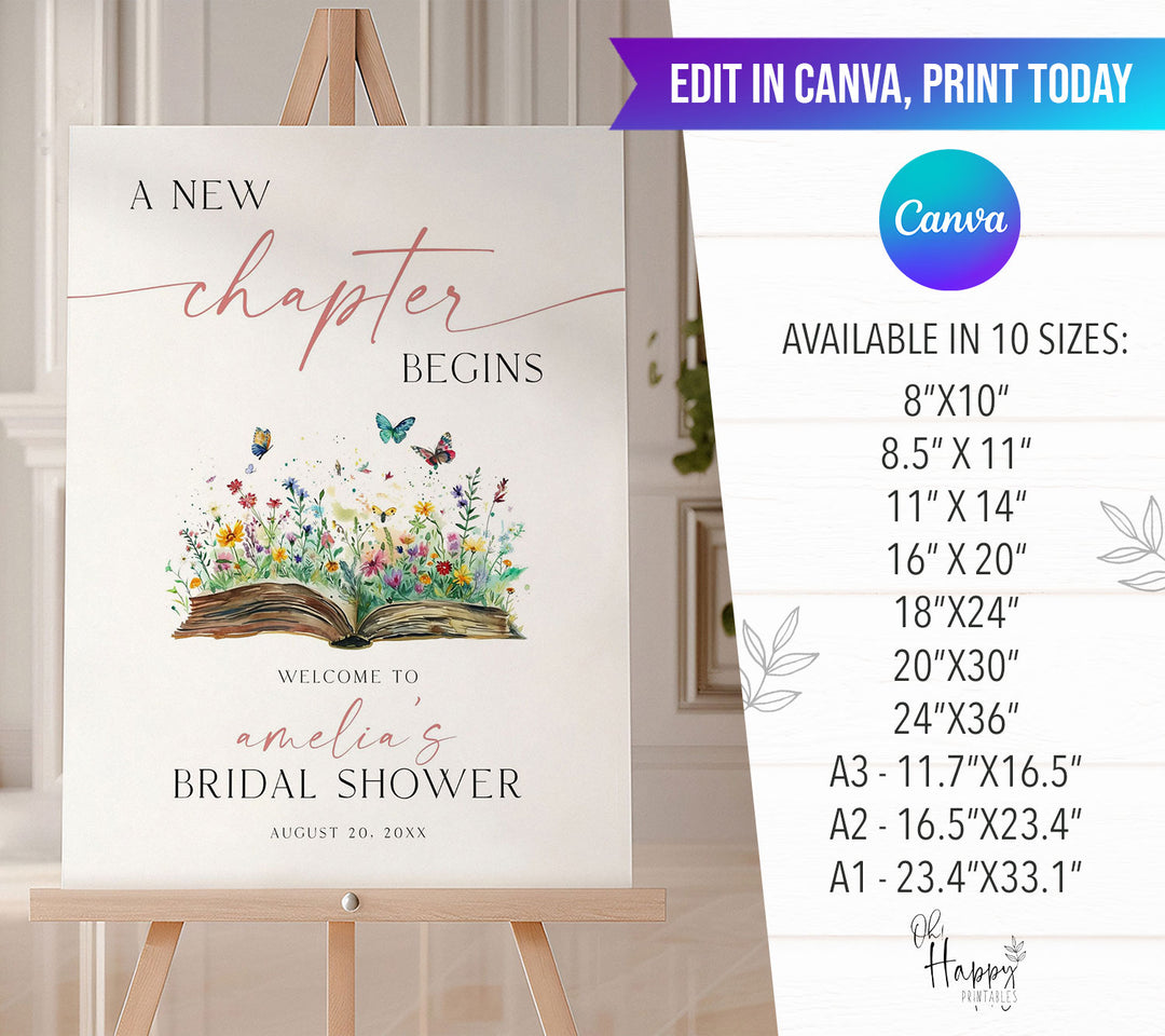 A New Chapter's About To Begin Bridal Welcome Sign