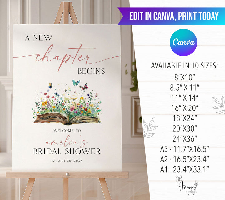 A New Chapter's About To Begin Bridal Welcome Sign