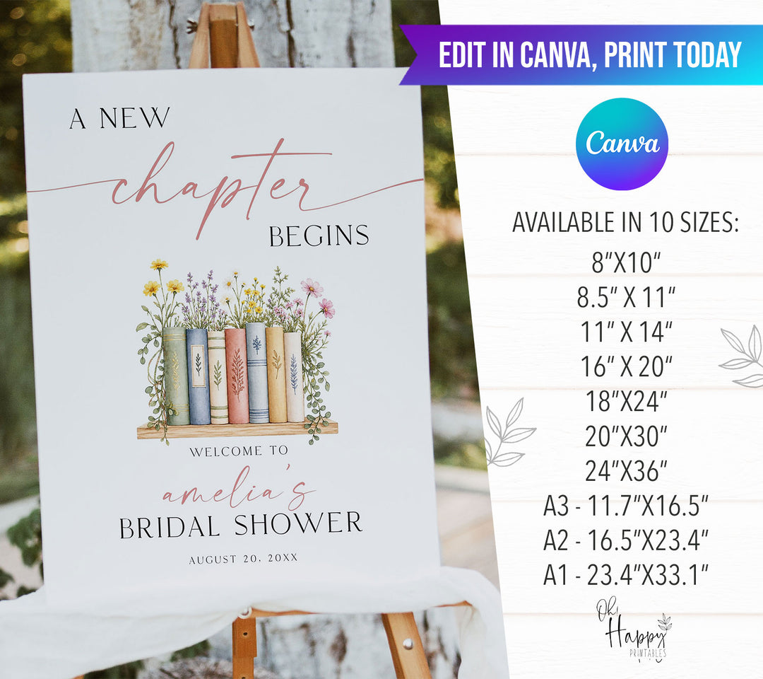 First Chapter Welcome Sign A New Chapter Begins Bridal Welcome Sign Template – OhHappyPrintables