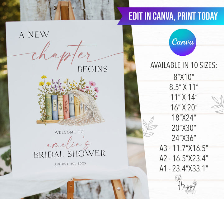 A New Chapter Begins With Veil Bridal Welcome Sign