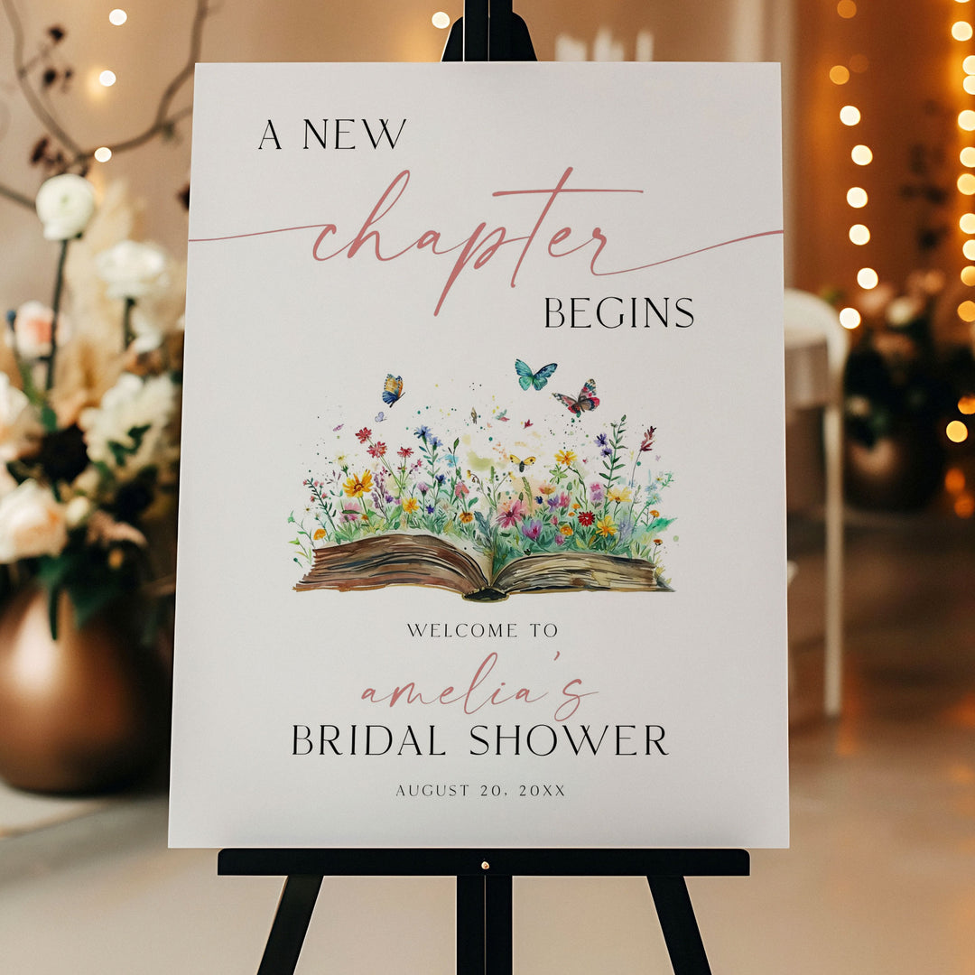 A New Chapter's About To Begin Bridal Welcome Sign
