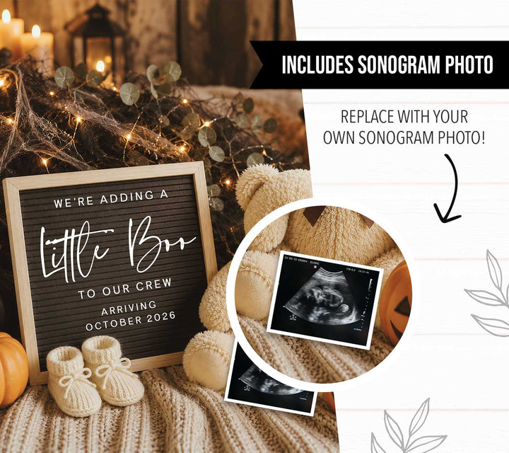 Halloween Bear Pregnancy Announcement editable social media post in Canva