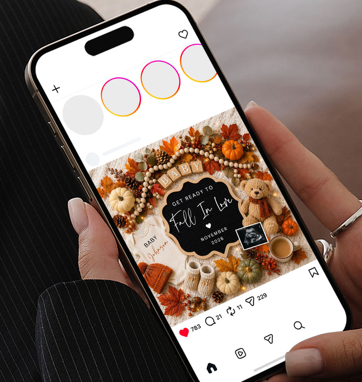 Fall Themed Digital Pregnancy Announcement