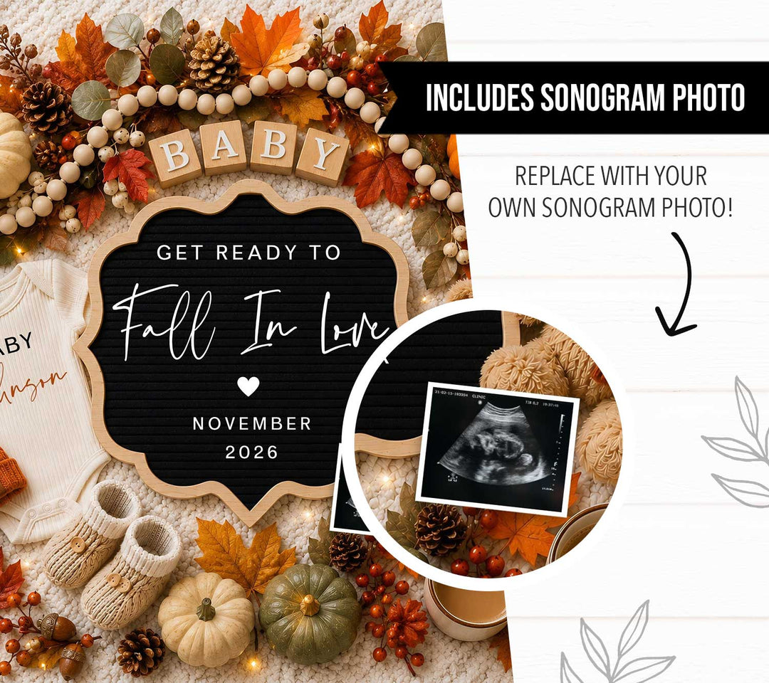 Fall Themed Digital Pregnancy Announcement