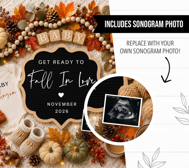 Fall Themed Digital Pregnancy Announcement