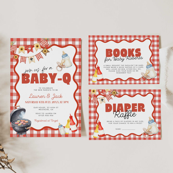 Red Baby Q Invitation Set