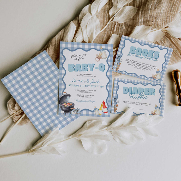 Blue Baby Q Invitation Set
